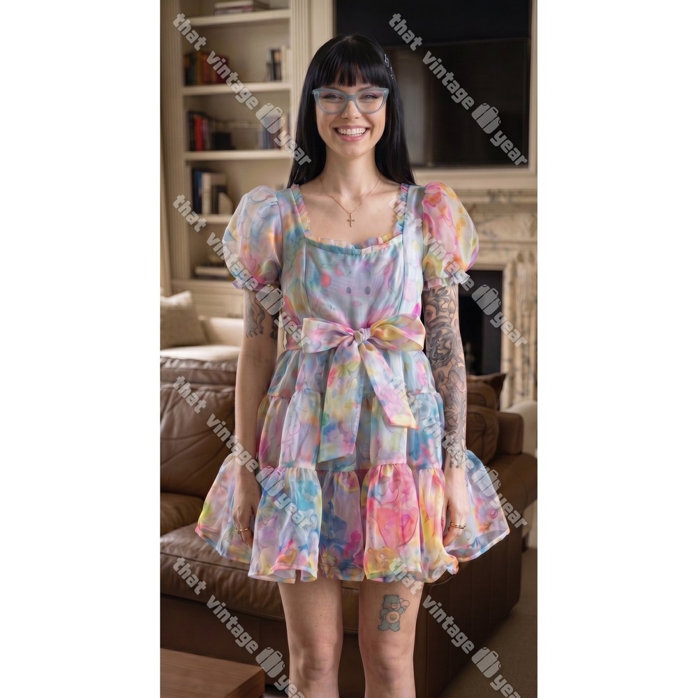 Dolls Kill Care Bear Kingdom of Caring Organza Party PinUp Babydoll Dress XL NWT